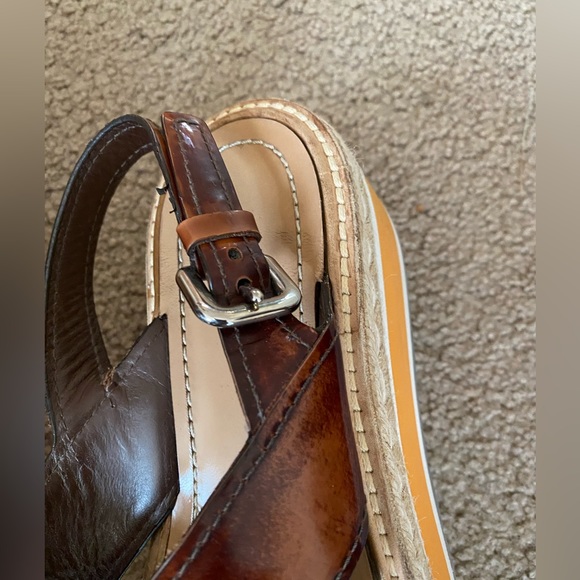 Prada Size 38 Wedge Brown Leather Sandals - Picture 7 of 12